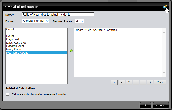 Analytics report - defining calculated measure