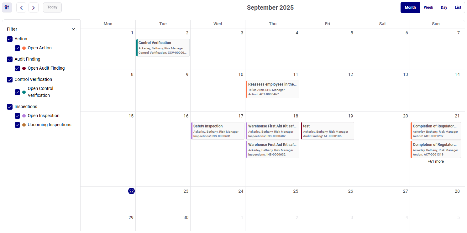 Calendar - Default Calendar View with Filter