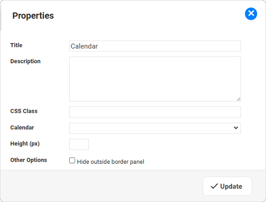 Dashboard Designer - Calendar Widget Properties