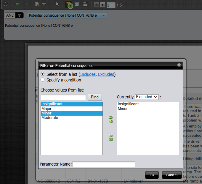 Interactice report example - defining a filter as admin user