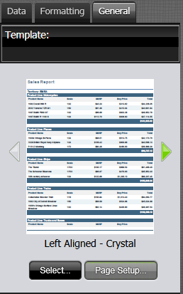 Interactive report example - general tab