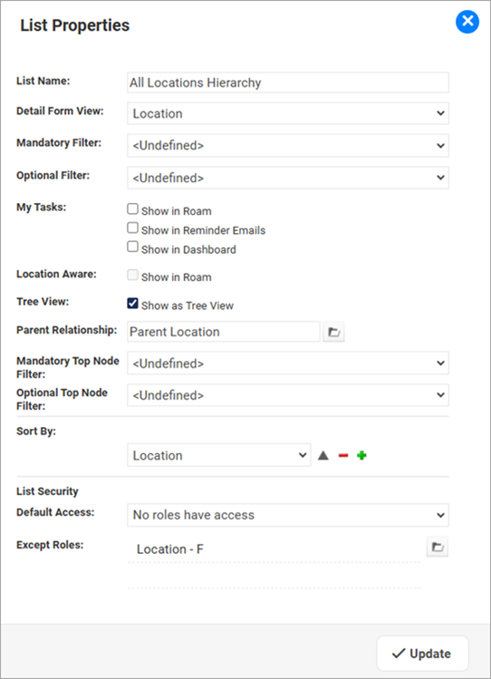 List View Designer - list properties_hierarchy