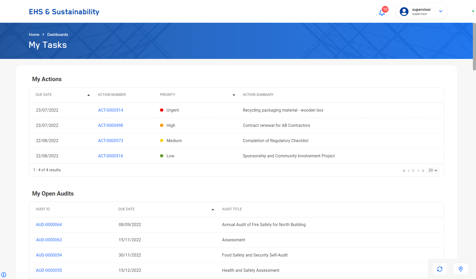 My Tasks Dashboard