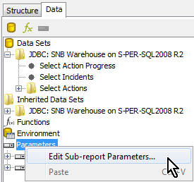 Report Designer - edit sub report parameter