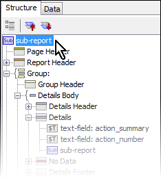 Report Designer - sub report select structure
